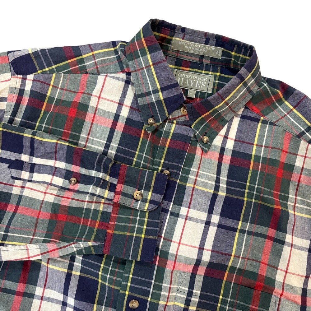 Christopher Hayes Mens Large Plaid Button Down Shirt Long Sleeve Multi Color L